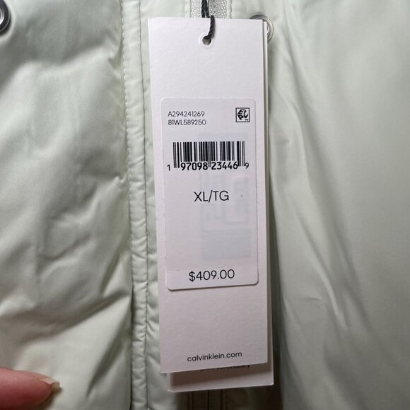 Calvin Klein Long Down Puffer Jacket sz XL - Picture 4 of 12
